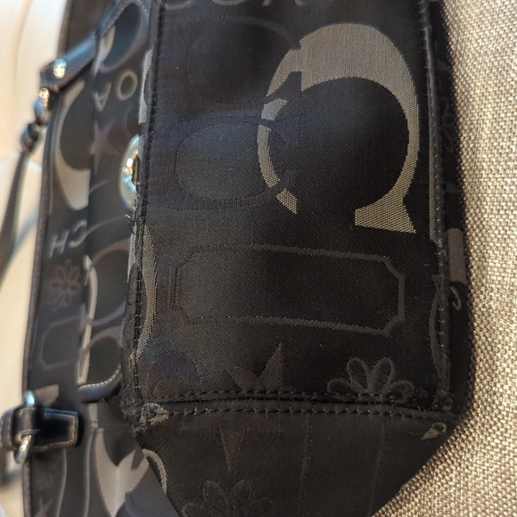 Coach Leah Black and Gray Sateen Handbag - Picture 9 of 12